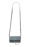 Chloé Mini Faye Suede & Leather Wallet On A Chain In Cloudy Blue