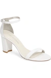 Stuart Weitzman Nearlynude Ankle Strap Sandal In White Calf