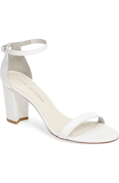 Stuart Weitzman Nearlynude Ankle Strap Sandal In White Calf