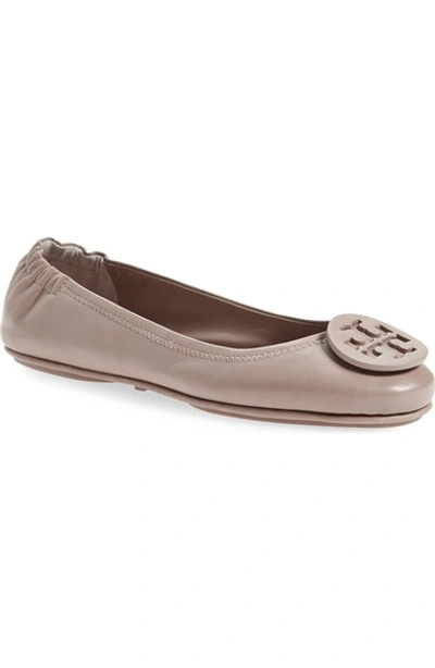Shop Tory Burch 'minnie' Travel Ballet Flat In French Gray