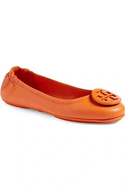 Tory Burch Women's Minnie Leather Travel Ballet Flats In Mango