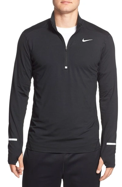 Shop Nike 'element' Dri-fit Quarter Zip Running Top In Black/ Reflective Silver