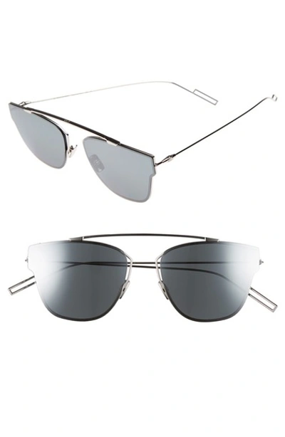 Dior 0204s Rectangle Sunglasses, 50mm In Palladium