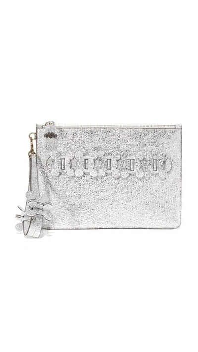 Anya Hindmarch Large Zip Top Pouch In Silver