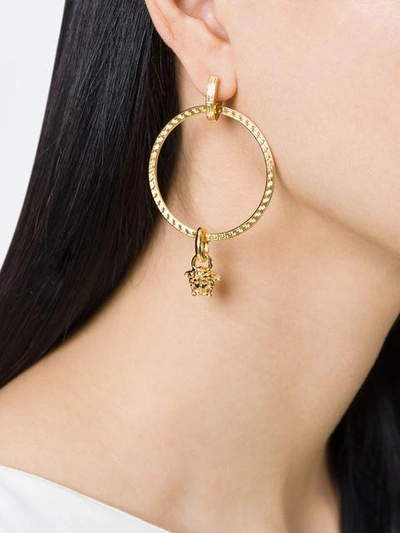 Shop Versace Medusa Hoop Earrings - Metallic