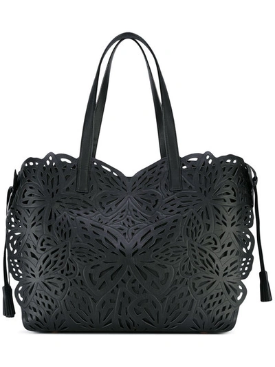 Sophia Webster Liara Laser-cut Leather Tote In Black