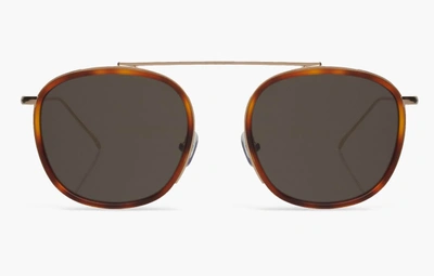 Illesteva Mykonos Ace Sunglasses Havana / Gold With Grey Flat Lenses