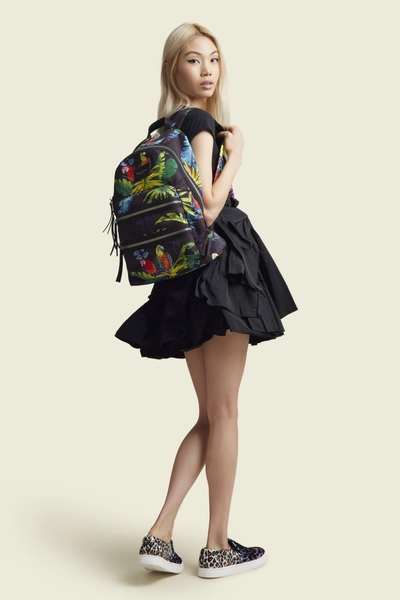 Marc Jacobs Parrot Printed Biker Backpack In Black Multi