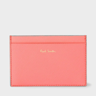 Paul Smith Men's Coral Saffiano Leather Credit Card Holder
