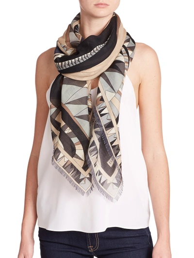 Emilio Pucci Onix Large Scarf In Beige-multi