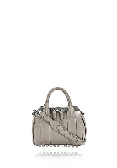 Alexander Wang Mini Rockie In Pebbled Oyster With Rhodium - Gray