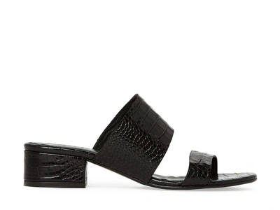 Freda Salvador Keep Mid Heel Sandal - Black Embossed Croc