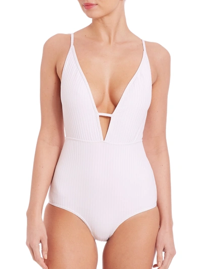 Zimmermann One-piece Belle High Tri Swimsuit In White