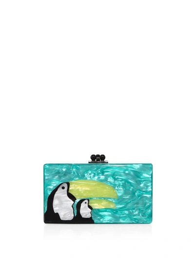 Edie Parker Jean Toucans Acrylic Clutch In Kelly Green