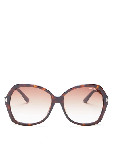 Tom Ford Carola Oversized Square Sunglasses, 60mm In Dark Brown Gradient