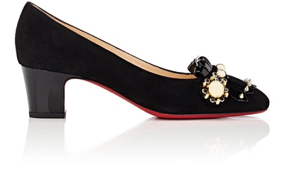 Christian Louboutin Oaxacana Suede & Patent Leather Pumps In Black,dark Grey