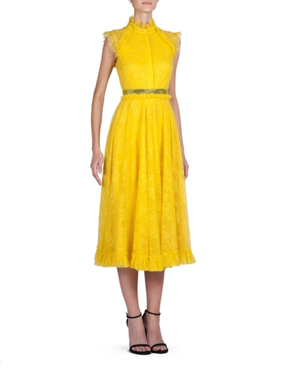 Erdem Reba Tulle Lace Dress In Yellow