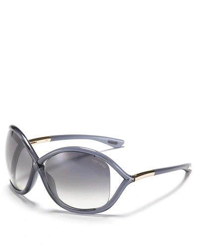 Tom Ford Whitney Oversized Round Sunglasses, 67mm In Shiny Dark Gray/gray Gradient