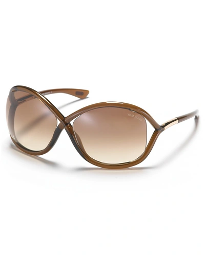 Tom Ford Whitney Oversized Round Sunglasses, 67mm In Dark Brown/brown Gradient