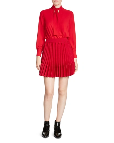 Maje Rivage Tie-neck Dress In Red