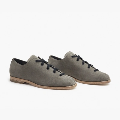 James Perse Bowler Brushed Suede Ribbon Shoe - Womens In Taupe Beige