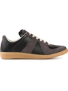 Maison Margiela Replica Leather And Suede Sneakers In Black