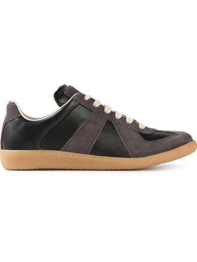 Maison Margiela Replica Leather And Suede Sneakers In Navy