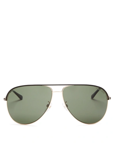 Tom Ford Erin Aviator Sunglasses, 61mm In Gold/green Lens