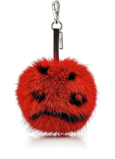 Fendi Frowning Face Key Chain In Red