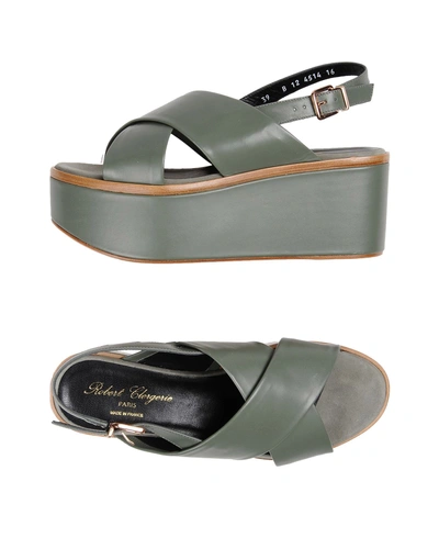 Robert Clergerie Sandals In Military Green