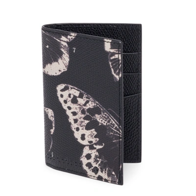 Alexander Mcqueen Butterfly-printed Leather Pocket Organizer In Black White