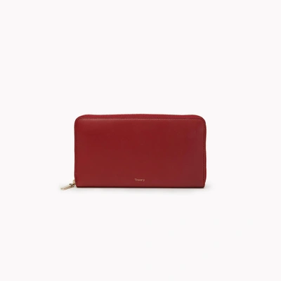 Theory Continental Wallet In Leather - Red