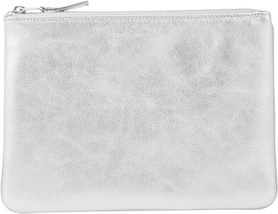 Comme Des Garçons Play Large Zip Pouch In Silver