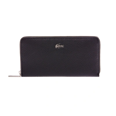 Lacoste Women's René Leather Zip Twelve-card Wallet - Black