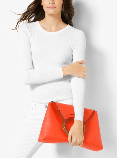Michael Kors Cooper French Calf Tote In Clementine