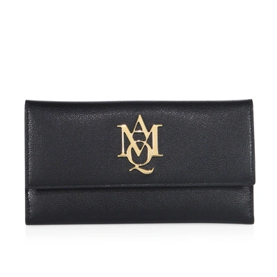 Alexander Mcqueen Insignia Leather Continetal Wallet In Black