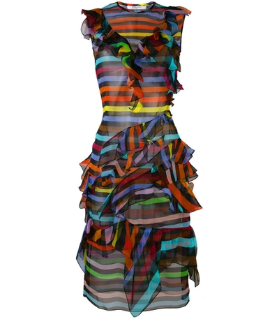 Shop Givenchy Multicolor Striped Ruffle Shift Dress