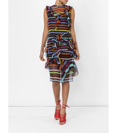 Shop Givenchy Multicolor Striped Ruffle Shift Dress