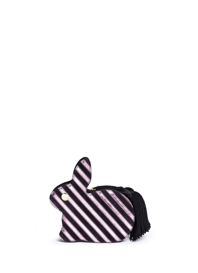 Hillier Bartley 'bunny' Tassel Pull Stripe Leather And Suede Clutch