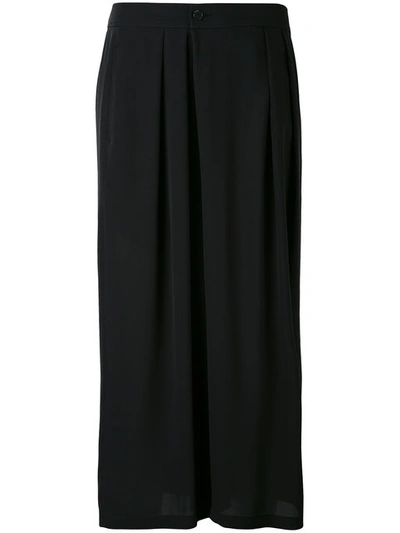 Vince Pleated Silk Crepe Culottes In Black