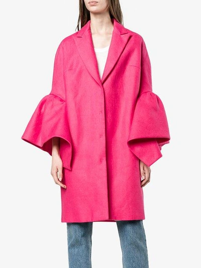 Shop Delpozo Bell Sleeve Single Breasted Coat In Pink