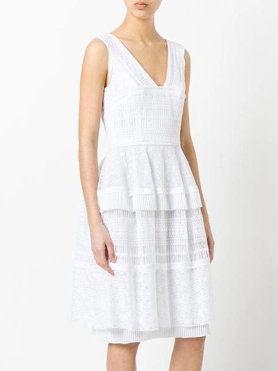 Shop Talbot Runhof Tiered Pleated Dress In White