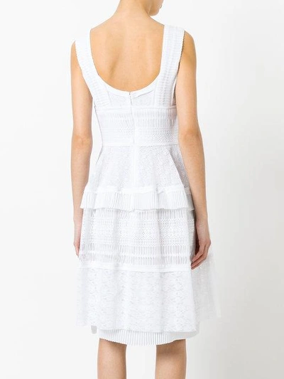 Shop Talbot Runhof Tiered Pleated Dress In White