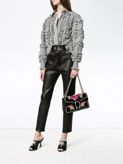 Shop Dolce & Gabbana Gingham Ruffle Shirt In Black