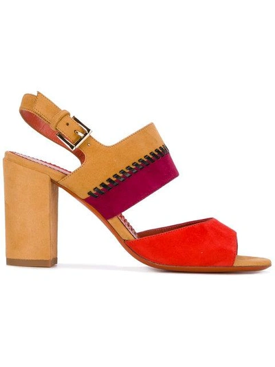 Shop Santoni Whipstitch Detail Sandals In Multicolour