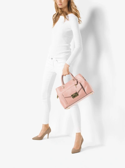 Michael Kors Haley Large Leather Satchel In Blossom