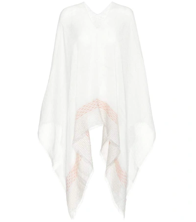 Rag & Bone Linen And Cotton Blend Poncho In White Multi