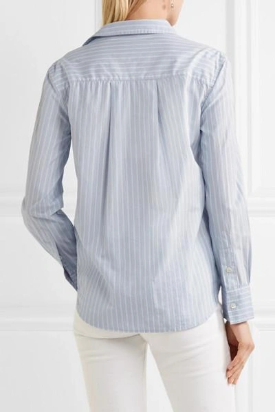 Shop Frame Boyfriend Striped Cotton-poplin Shirt In Sky Blue