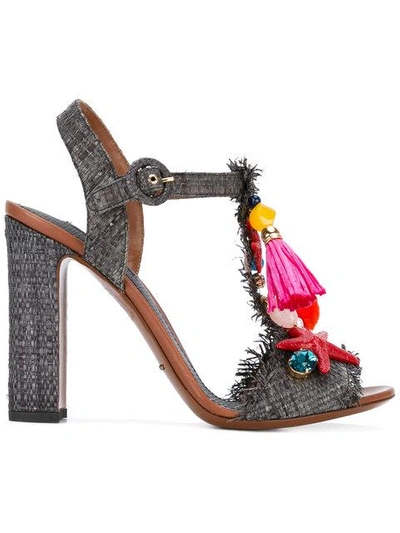 Shop Dolce & Gabbana Embellished Woven Sandals