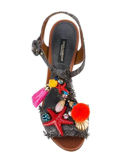 Shop Dolce & Gabbana Embellished Woven Sandals